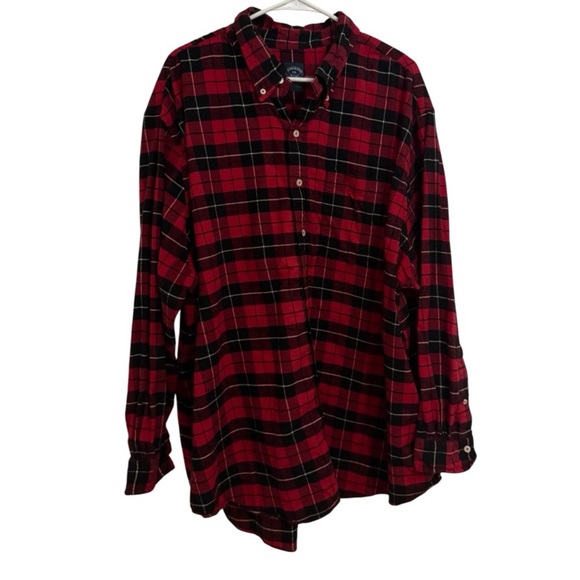 Brooks Brothers Red Black White Plaid Flannel Button Down Shirt Mens 3XL - Picture 1 of 3